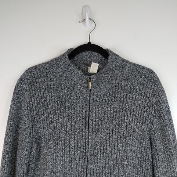 J.Jill  100% Cotton Zip Up Gray Sweater Size M - Picture 2 of 11